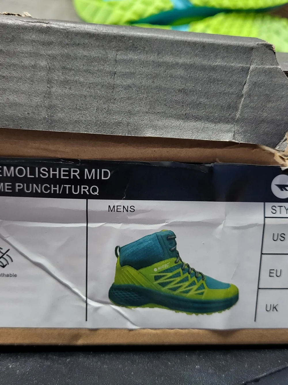 *NEW* Hi-Tec Demolisher Mid Lime Punch/Turquoise Men’s Hiking Boots Size 9 w/Box